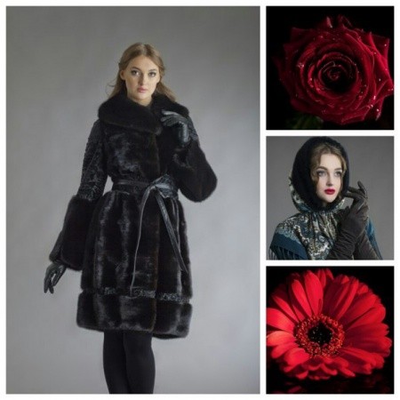 Норка «сканблэк» с отделкой афганского каракуля Дарк