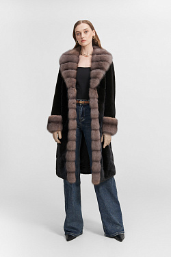 Шуба из норки с отделкой из соболя №570